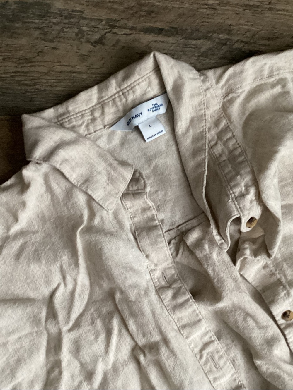 Old Navy Light Beige Linen Button-Up Shirt & Shorts Set - Picture 6 of 7